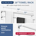 Stainless Steel Double Towel Bar Adjustable 16-28in Wall Mount Bath Rack Holder 