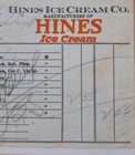 1940 s Hines Ice Cream Co  Kinston North Carolina Invoice Receipt