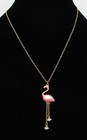 New Gold Chain Necklace With Pink Flamingo Pendant Nwt  n0019
