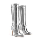 Women Ladies Sexy High Stilettos Heel Knee High Boots Side Zipper Tassel Boots