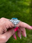 Southwestern  Style  Sterling Silver Turquoise Ring  Size 10 1 4