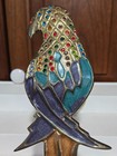 Vintage Large 10  Brass Bejeweled Parrot Towel Holder - India