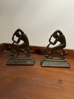 Antique Art Deco Bronze Clad Atlas Strongman Bookends Pair 1920s 1930s Figural