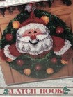 Caron Wonder Art 4681 Merry Christmas Santa Wreath Latch Hook Rug Kit Made Usa