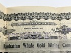 Manhattan Whale Gold Mining Co Stock Certificate Nevada March 1913