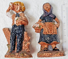 Vtg Inarco E-3279 Farmer   Farm Woman Figurines 8 5  Hand Painted Ceramic Japan