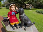 Cast Iron Speaking Dog Mechanical Bank Shephard 1897  Key   Lock On Bottom 