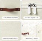 Storage Bins With Zipper Lid Cotton Linen Fabric Lidded Baskets Boxes Foldable
