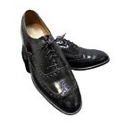 Vtg Johnston   Murphy Shoes Mens 10 D Black Leather Heritage Wingtip Oxfords Usa