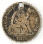 1875 Seated Liberty Dime Us 10 Cent 90  Silver Coin Love Token Engraved Symbol