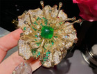 Handmade Custom Green Large Peony Flower Brooch With High Quality Design Brooch