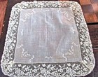 Vtg Hankie Wedding Bride White Ruffled French Lace Whitework Embr Flowers 141