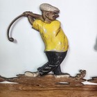 Set Of 3 Golfing Cast Aluminum Hanging Wall Art Sculptures - Golfer 1967 Sexton