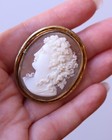 Antique Shell Cameo Gold Double Brooch Circa 1880-90