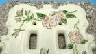 Vintage Porcelain Hand Painted Pink Flowers Light Switch Plate  Two Switches
