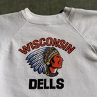 Vintage 1960s Sweatshirt Wisconsin Dells Native American Water Print Xxs