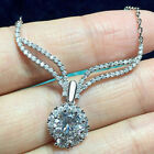 14k White Gold Fn Women s Round Vvs1 1 75ct Diamond Angel Wings Pendant Necklac