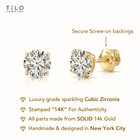 14k Real Solid Gold Solitaire Round Cz Stud Earrings Heavy Screw-back 3mm-7mm