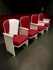 4 Theater Seats  Vintage Red Upholstered Tip-up Cinema Auditorium Seating  A37