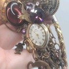 Vintage Artisan Brooch Bolo Tie Signed Lisa Carlson Elephants Safari 