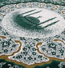 Plush Velvet Islamic Janamaz Sajadah Prayer Rug - Floral Mosque Green