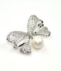 Cubic Zirconia Silver Tone Bow Brooch Pin Elegant Rhinestone Brooches Woman Gift