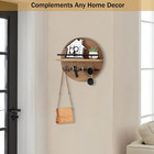 Key Holder Wall Mount With Shelf And Hooks  Mail Organizer For Wall  Brown