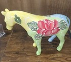 Vintage Hand Painted Floral Porcelain Horse