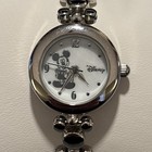 Vintage Disney Mickey Mouse Women   s Watch Silver Tone Ears Link Bracelet - Works