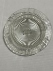 Vintage Art Deco Ashtray Cigar Clear Glass Round Match Holder Checkered Edge