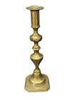 Antique Victorian English Brass Beehive Candlestick 11  Queen Anne Style Push Up