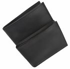 Genuine Leather Mens Bifold 2 Id s Multi Card Double Flap Popular Wallet Black