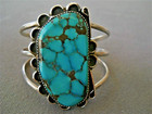 Southwestern Native American Spiderweb Turquoise Sterling Silver Cuff Bracelet