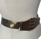 Vintage Gold Metal Mesh Belt Corset Style Buckle Adjustable 31  Rare Statement