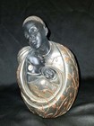 Vintage Black Americana African Mother Child Sculpture Gold Bronze Vine