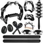 13 Pcs Tambourine Set With Jingles  Foot Tambourine  Egg Shakers   Maracas - Per