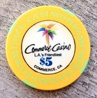  5 Commerce Casino Chip - L a  s Friendliest - Commerce  Ca - Rare Version