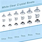 600 Sets White Clear Rhinestone Rivets Crystal Rapid Rhinestone Stud   6 Sizes S