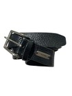 Vintage Fossil Wide Belt Men s 38  Black Leather Silver Buckle Logo Western City