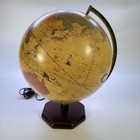 George F  Cram s Antique World Globe 12  Illuminated Wood Base Modern Map