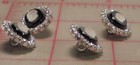 3 Vintage Large Oval Rhinestone Black   Silver Czech Shank Button Cameo 3 4  101