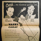 1957 Kmox Radio Paper Ad St  Louis Cardinals Baseball Caray Jack Buck Garagiola