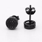 Men s Sterling Silver Black 925 cz 8mm Round Studs Earring unisex  box
