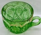 Antique vintage Green Heisey Glass Punch Cup Fancy Loop Pattern Emerald   Gold