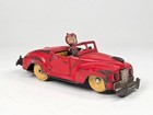 Vintage Occupied Japan Tin Wind-up Convertible Car W  Driver Red Toy