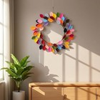 Wreath With Textile Leaves Colorful For Wall Decoration  Thanksgiving