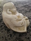 Vintage Hotei Buddha Erotic Figurine Hand Carved Resin Okimono Japan Not Ivory