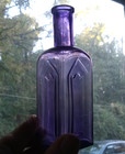 1870s Pretty Amethyst Wm Mcc   Co Cathedral Window Square Cologne Bottle