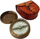 Authentic Vintage Brass Pocket Compass With Leather Case Rustic Vintage Home