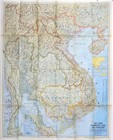     1967-2 February Map Vietnam Cambodia Laos Thailand National Geographic Map  A3